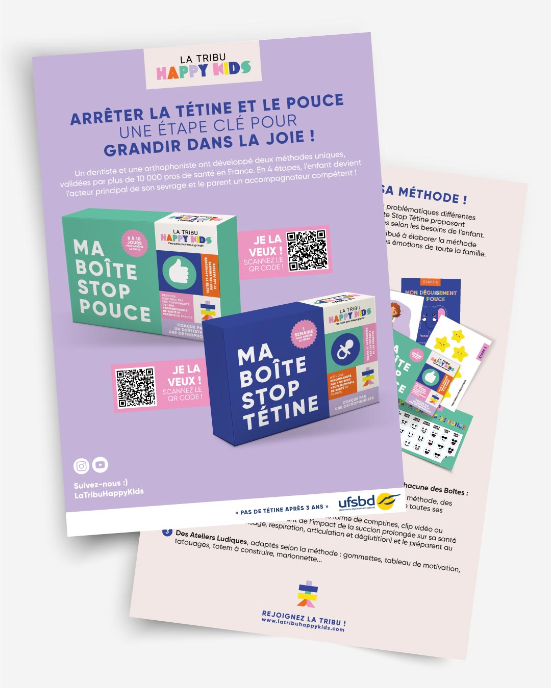 Lot de 50 flyers : Ma Boîte Stop Tétine et Ma Boîte Stop Pouce