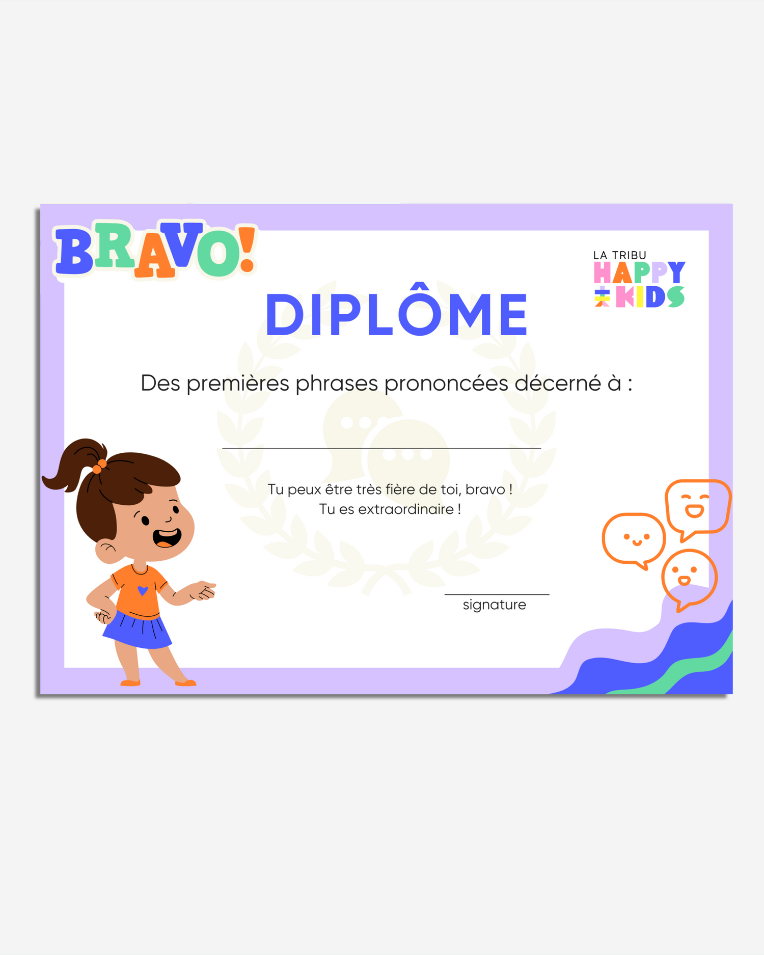 Diplôme Mes premières phrases